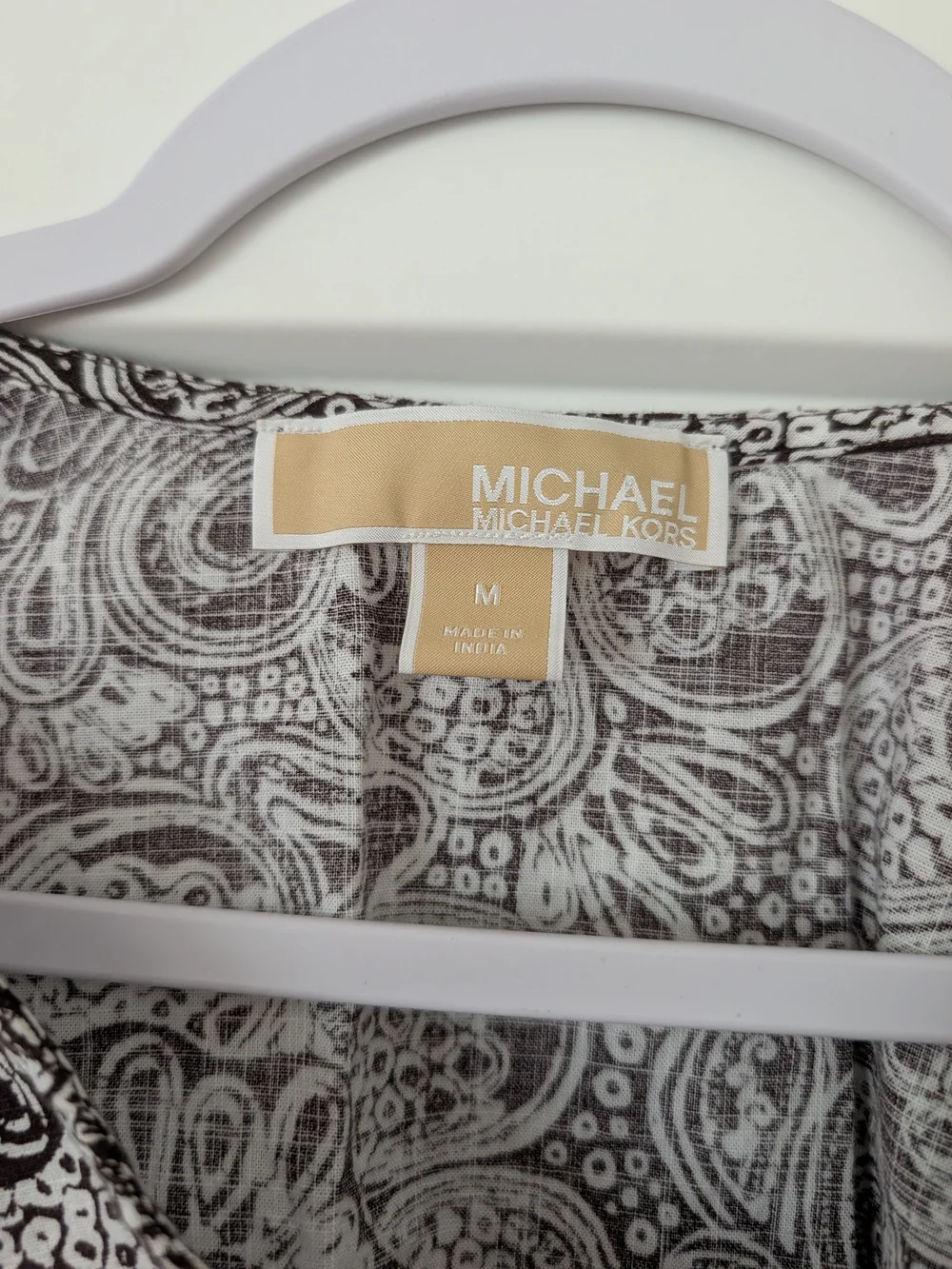 Michael Kors Brown & Cream Paisley Floral Peplum Blouse Size Medium